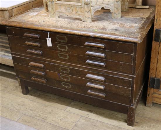 A mid 20th century six-drawer plan chest W.120cm